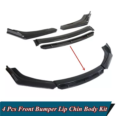 4Pcs Black Carbon Fiber Look Car Front Bumper Lip Chin Splitter Spoiler Body Kit • $54.05