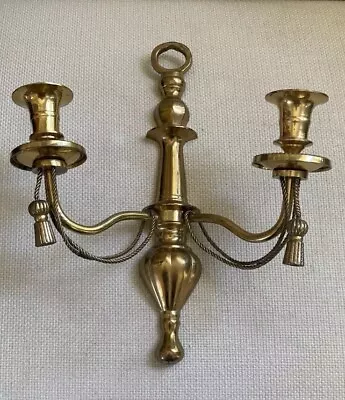 Heavy Vintage Brass Wall Sconce Candle Holder Decor Hanging 12” • $25