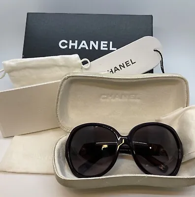 CHANEL 5141-H COLLECTION PERLE BURGUNDY W/VIOLET POLARIZED LENSES RARE AUTHENTIC • £261.23