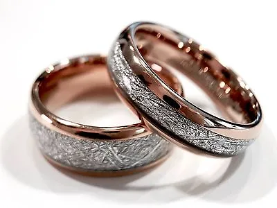 Rose Gold Tungsten Ring Wedding Band Matching Ring Set Couples Ring Set Ring • $390