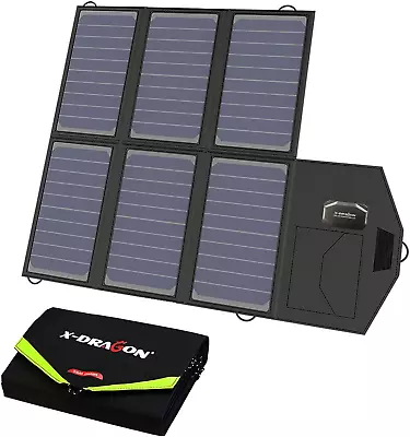 X-DRAGON 40W Solar Panel Portable Solar Charger With 3 Ports 5V USB + 18V DC For • £97.99