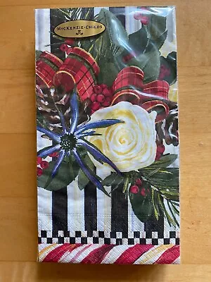 £17.70 • Buy Mackenzie Childs Scottish Bouquet Christmas Courtly Check Paper Guest Napkins