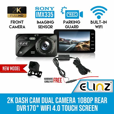 $155 • Buy 4.0 Touch Screen 2K Dash Cam Dual Camera Reversing 1080P Car DVR WiFi 4.0 Touch