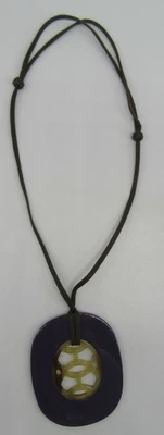 $212.50 • Buy HERMES Purple Buffalo Horn Lacquer Lift Gm Pendant Necklace 