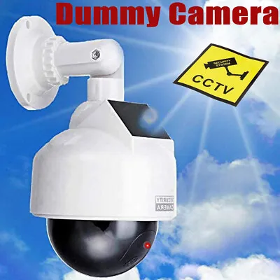 Cctv Security Camera Dome Fake Surveillance Flashing Led Dummy Solar Powered New • £12.90