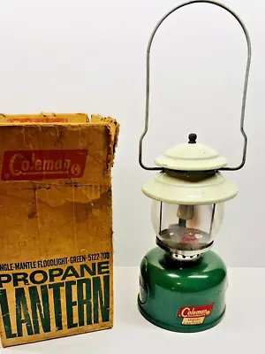 Vintage Green Coleman 5122 LP Gas Lantern Single Mantel Camping April-1970 • $80