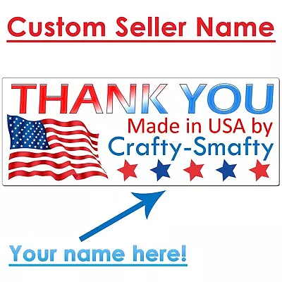 30 Custom Name Made In USA Stickers Flag Red White Blue America For EBay Seller • $2.66