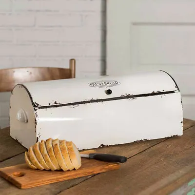 $79.99 • Buy Vintage White Tin Bread Box - Fresh Bread
