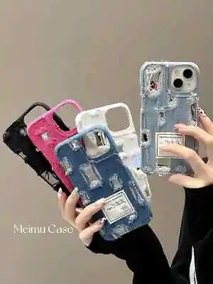Vintage Denim Perforated Mirror Phone Case For IPhone 15 14 12 13 11 Pro ProMax • $6.99