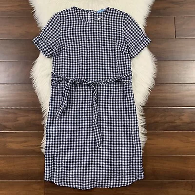 J. Mclaughlin Women's Size 2 Blue White Gingham Sadie Tie Waist Shirt Dress • $19.99