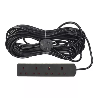 £11.99 • Buy EXTRA LONG Black 4 Way 10M Mains Extension Lead Christmas Tree Lights House DIY