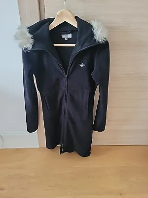 Hooch Black Fleece Jacket With Fur Hood- Size 8 • £8.99