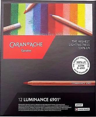 Caran D'ache Luminance Permanent Coloured Pencil 12 Colour Box Set • £47.99