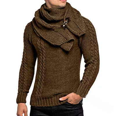 Mens Winter Turtleneck Cardigan Pullover Hoodies Knitted Casual Sweaters Coats • $32.35