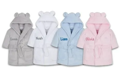 £15.99 • Buy Personalised Embroidered Baby Robe Dressing Gown Hood Toddler Baby Gift Boy Girl