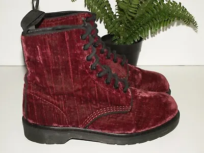 Dr. Martens 1460 MARVEL Crushed Velvet Cherry Boots 8-eyelet UK 6 EU 39 US 8 • £69