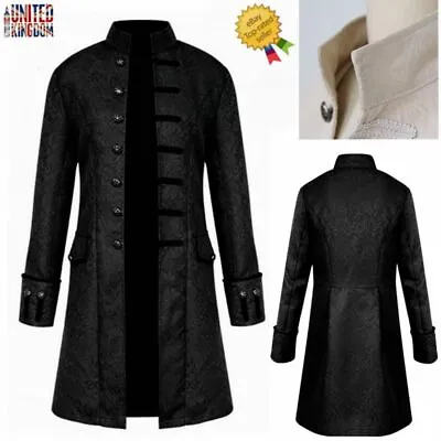 Mens Vintage Steampunk Tailcoat Jacket Gothic Victorian Frock Coat Cosplay Suit • £23.49