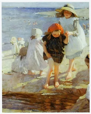 On The Beach Detail Laura Knight Print In 11 X 14 Mount Ready To Frame SUPERB • £18.95