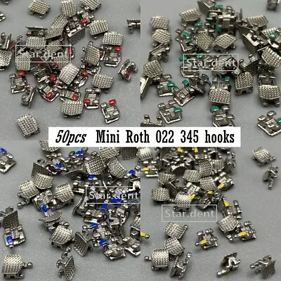 50pcs Dental Orthodontic Brackets Metal Braces Mini Roth Slot 022 345 Hooks Bulk • $7.95