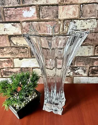 Mikasa 14  Tall Clear Crystal Floral Vase Czech Made Heavy Tulip  • $50.34