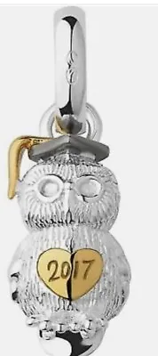 LONDON Sterling Silver 18ct Gold Vermeil Graduation Owl Charm RRP60 NEW • £50