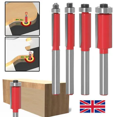 4X 1/4'' Shank Top Bearing Flush Router Trim Pattern Bit Set Milling Cutter • £5.79