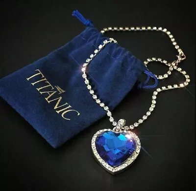 Titanic Heart Of The Ocean Blue Necklace Great Mothers Day! POUCH Included! • $3.99