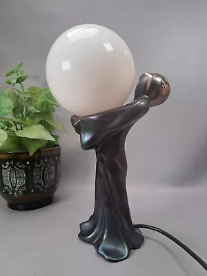 Vintage Deco Lustre Ware Ceramic Lady With Globe Shade Light Lamp Lighting Retro • £80.99