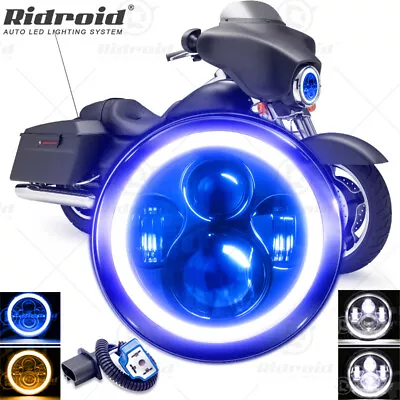 7  LED Motorcycle Headlight Projector Halo DRL For Harley-Davidson Honda Yamaha • $29.99