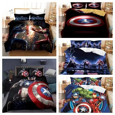 Captain America Bedding Set Soft Duvet Cover Set Single Double Queen King • £33.89