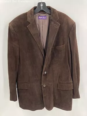 Ralph Lauren Mens Brown Reindeer Suede Long Sleeve Single Breasted Blazer 42R • $34.99