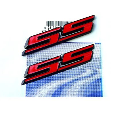 2x Red SS Emblems Badge Sticker For Camaro GM SS Silverado Series Black FU • $22.85