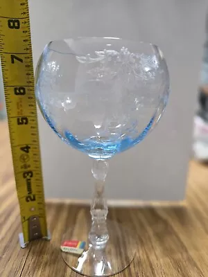 Fostoria Blue Navarre Magnum Etched Crystal Wine Glass 7 Inch • $149.99