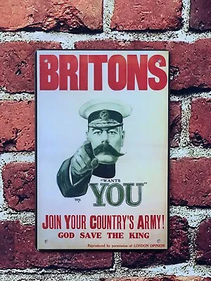 Britons Need You Recruitment  Army Poster Metal Sign Plaque Large12 X 8  • £5.74