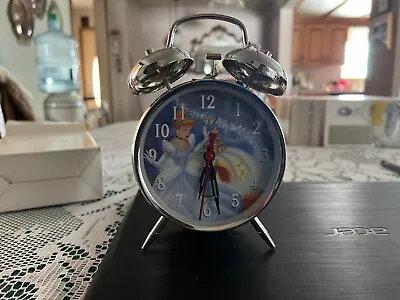 $9.99 • Buy Vintage Disney Cinderella Wind-Up Silver Metal Alarm Clock 