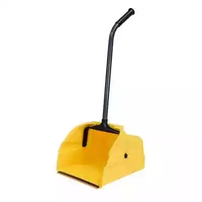 Dust Pan With Long Handle Metal Ergonomic Angle Grip Dusting Tools Yellow 14 In. • $33.95