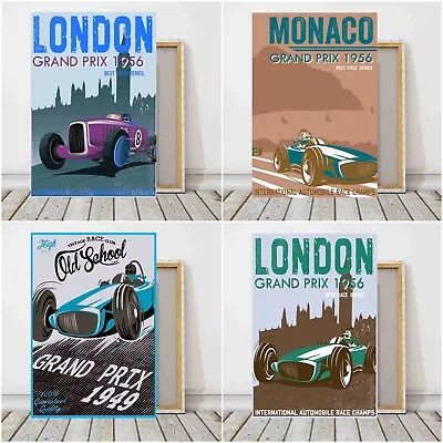 Motor Racing Canvas Pictures Retro Classic Car Pop Art Man Cave Wall Art Gifts • £24.50