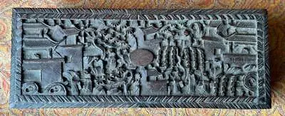 Antique Asian Chinese China Hand Carved Wood Wooden Sculpture Carving Box Art • £98.08