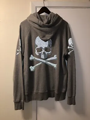 Authentic Mastermind Japan 3 Skull Glass Beads Hoodie Grey Size Medium • $1980