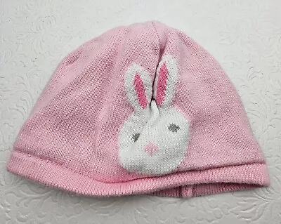 Gymboree 2016 Baby Girls Size 3-6 Months Cotton Knit Pink Bunny Beanie Hat Cap • $8.70