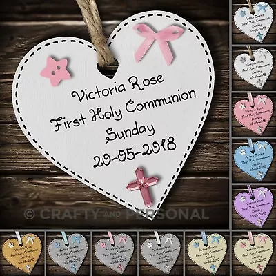 £4.95 • Buy Personalised 1st First Holy Communion Gift Plaque Wooden Heart Keepsake Present