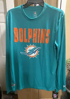 New Era MIAMI DOLPHINS NFL Team Logo SHORT LONG Sleeve Shirt Men’s Size M NWT • $23.99