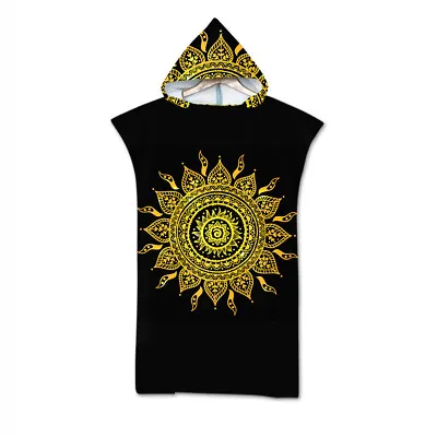 Oriental Bohemian Mandala Flower Swim Beach Hooded Towel Poncho Changing Robe • £21.59