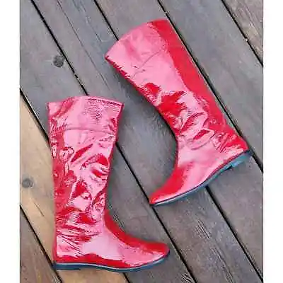 Gianni Bini VTG 90s Bright Red Patent Leather Rock On Retro Mod Go-Go Boots 9.5 • $99