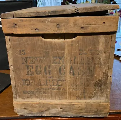 Antique 1800’s New England Egg Crate Wood Box Jos. Breck & Sons Boston Mass • $150