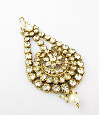 Indian Wedding Jewelry Ethnic Passa Ethnic Women Head Piece Pearl Maang Tikka E7 • $15.68