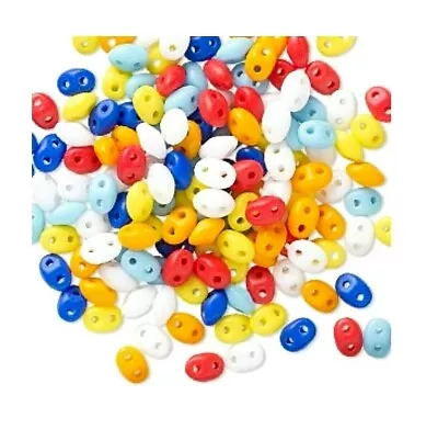 $3.99 • Buy 10 Grams Assorted Mix Czech Super Duo Twin Double 2 Holes Glass 5mm Oval Beads 
