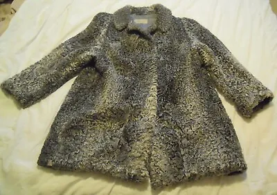 Vintage Genuine Fur Jacket Size Med-LG Persian Lamb Curly Sheep Wool Coat Gray • $99.99