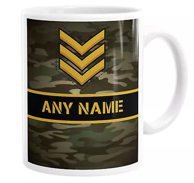 Camo Army Sergeant Military Personalised Custom Name Mug Tea Cup • £8.99