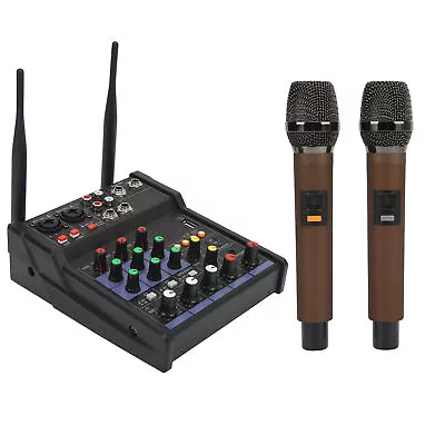 4 Channel Small BT Stereo Mixer With 2 Wireless Mics Family Stereo Processor GDS • £97.92